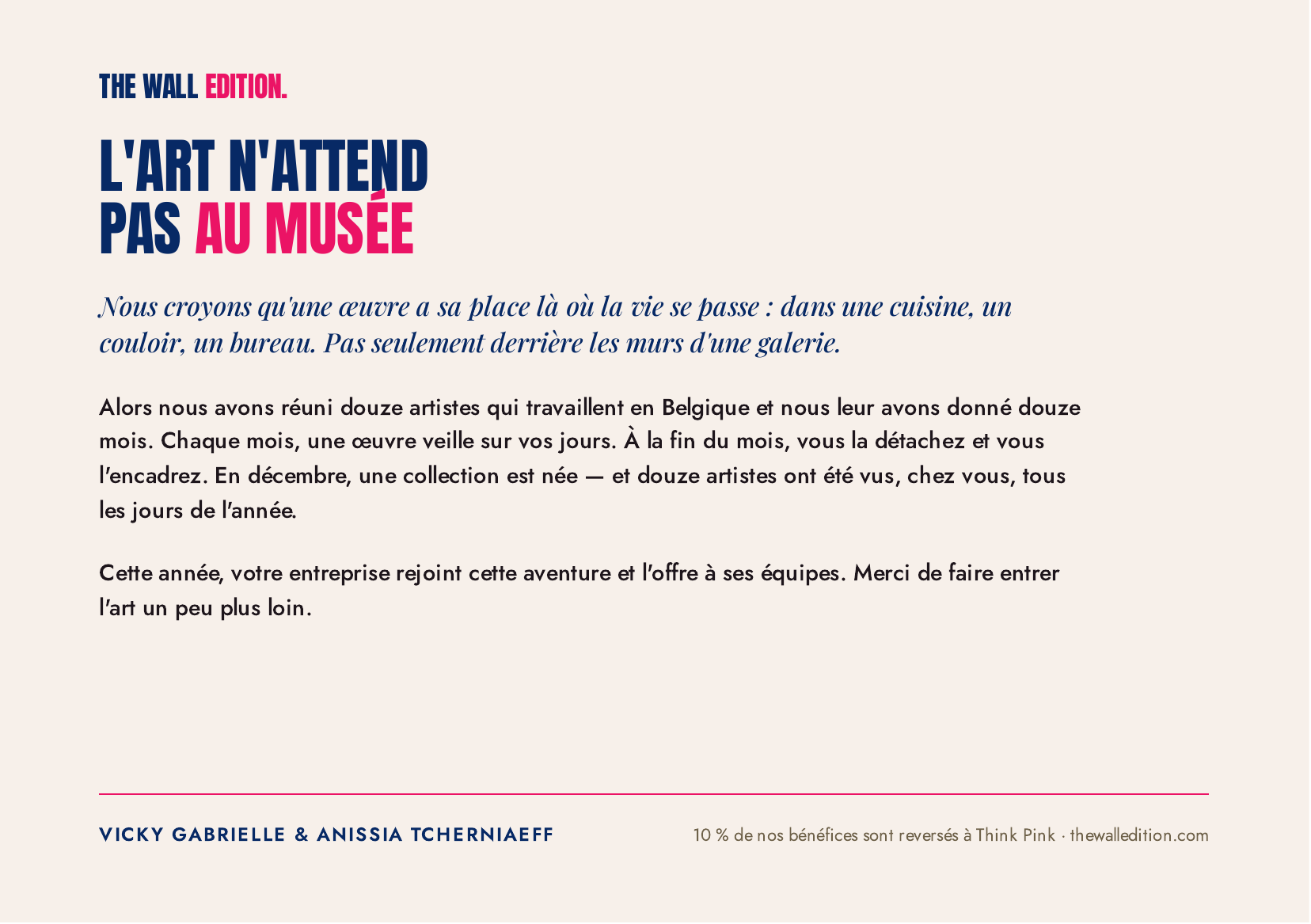 Verso de la carte : présentation du projet The Wall Edition